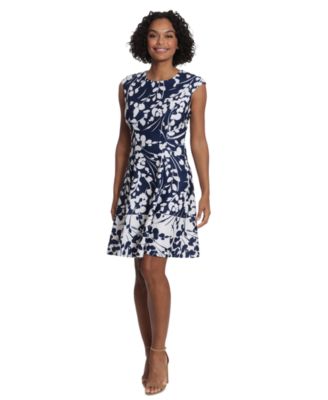 London Times - Women's Floral-Print Fit & Flare Dress