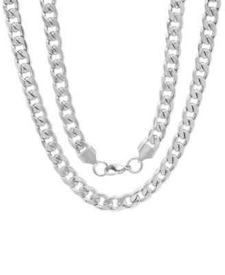 STEELTIME - Men's Silver-Tone Curb Chain Necklace, 24"
