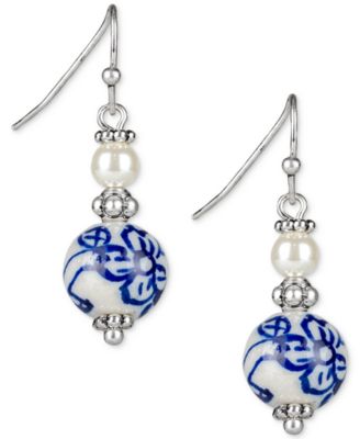 Patricia Nash - Silver-Tone Blue Double Drop Earrings