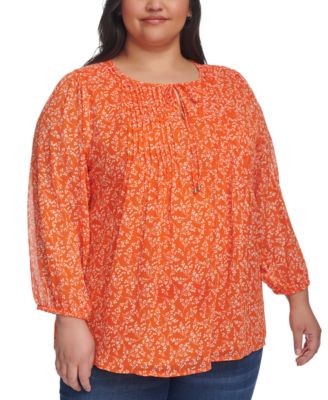 Tommy Hilfiger - Plus Size Pintucked Scoop-Neck Top