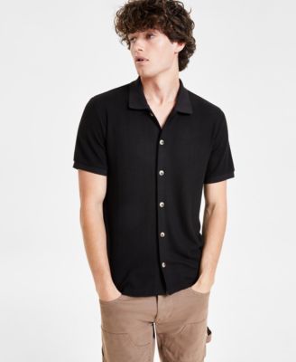 GUESS - Men's Joshua Textured-Knit Button-Down Shirt