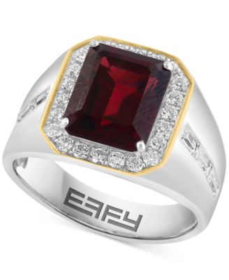 EFFY Collection - Men's Garnet (7-7/8 ct. t.w.) & Zircon (1-7/8 ct. t.w.) in Sterling Silver & 14k Gold-Plate