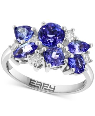 EFFY Collection - Tanzanite (2-1/6 ct. t.w.) & Diamond (1/5 ct. t.w.) Mixed Cut Cluster Ring in 14k White Gold