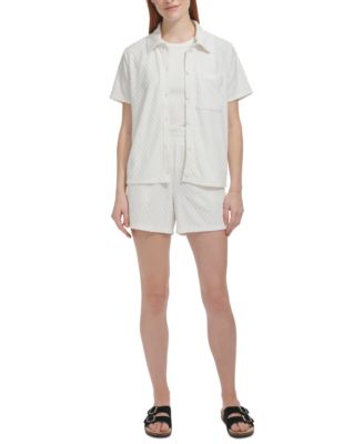 Marc New York - Women's Basket-Weave-Texture Shorts