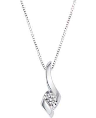 Sirena - Diamond Swirl Pendant Necklace in 14k White Gold (1/10 ct. t.w.)