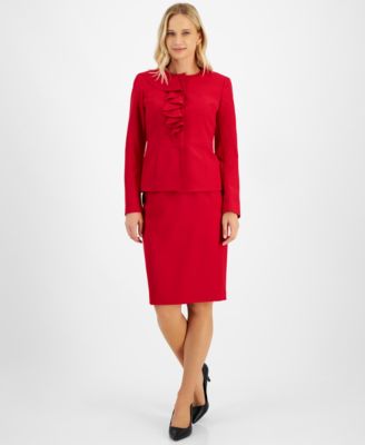Le Suit - Petite Cascade Ruffle Skirt Suit