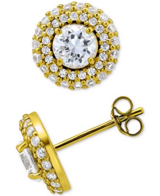 Giani Bernini - Cubic Zirconia Double Halo Stud Earrings in 18k Gold-Plated Sterling Silver