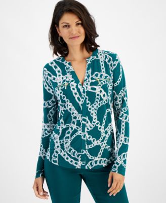 I.N.C. International Concepts - Printed Zip-Detail Top