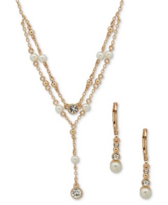Anne Klein - Gold-Tone Stone Statement Necklace & Drop Earrings Set