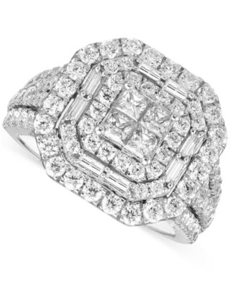 Macy's - Diamond Mixed-Cut Halo Engagement Ring (2 ct. t.w.) in 14k White Gold