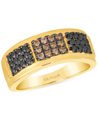Le Vian - Men's Chocolate Diamond & Blackberry Diamond Triple Cluster Ring (5/8 ct. t.w.) in 14k Gold