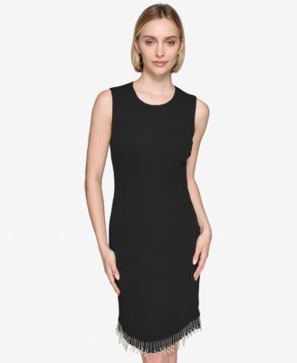 KARL LAGERFELD PARIS - Women's Fringe-Trim Sheath Dress