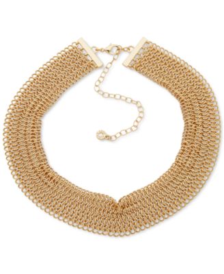 Anne Klein - Gold-Tone Chunky Mesh Statement Collar Necklace, 16" + 3" extender