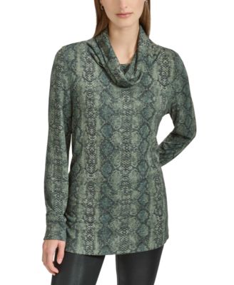 Marc New York - Women's Python-Print Cowlneck Long-Sleeve Top