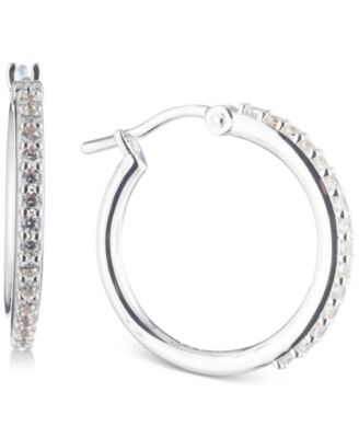 Ralph Lauren - Sterling Silver Small Pav&eacute; Hoop Earrings, 0.79"