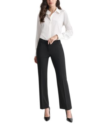 DKNY - Petite Modern-Fit Mid-Rise Wide-Leg Pants