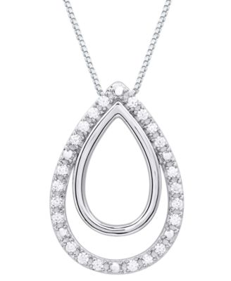 Marsala - Diamond Teardrop Halo 18" Pendant Necklace (1/4 ct. t.w.) in Sterling Silver