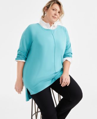 Style & Co - Plus Size Knit Seam-Front Tunic Top