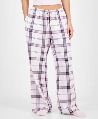 Self Esteem - Juniors' Plaid Flannel Drawstring-Waist Pants