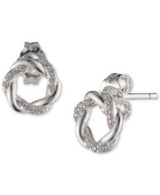 Ralph Lauren - Sterling Silver Pav&eacute; Open Knot Stud Earrings