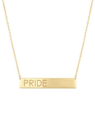 Macy's - Pride Block Letter Bar Pendant Necklace in 10k Gold, 18" + 2" extender