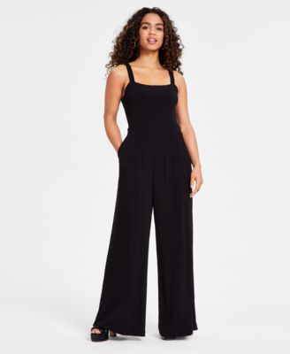 Bar III - Petite Square-Neck Sleeveless Wide-Leg Jumpsuit