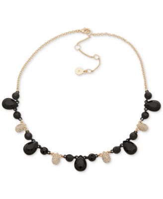 DKNY - Gold-Tone Pav&eacute; Oval & Tear-Shape Stone Statement Necklace, 16" + 3" extender