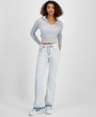 Dollhouse - Juniors' High-Rise Flare-Leg Button-Fly Jeans