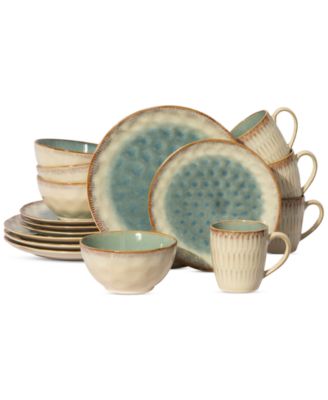 Elama - Leann Round Textured 16-Pc. Dinnerware Set, Service for 4