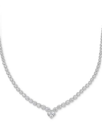 Macy's - Diamond Princess & Round 18" Collar Necklace (3 1/2 ct. t.w.) in 14K White Gold
