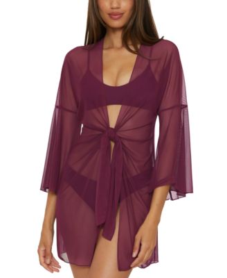 Becca - Women's Muse Mesh Tie-Front Cover-Up Tunic