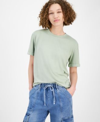 Rebellious One - Juniors' Cuffed-Sleeve Crewneck Tee