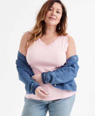 Style & Co - Plus Size Lace-Trimmed Tank Top