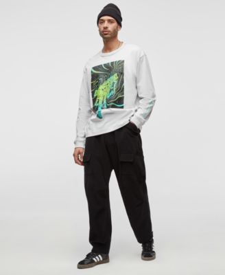 Mode of One - Men's Long-Sleeve Relaxed Space Guy Graphic Cotton T-Shirt