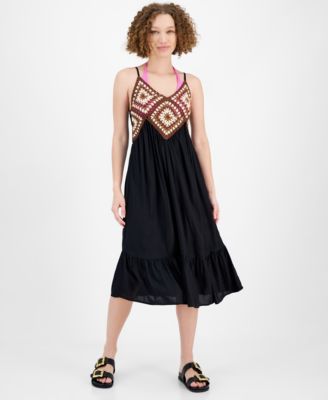 Raviya - Women's Crochet-Bodice Midi Dress Cover-Up