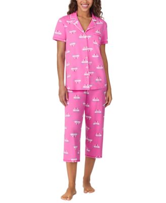 Cuddl Duds - Women's Cropped Short-Sleeve Pajama Set
