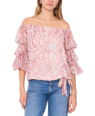 Vince Camuto - Women's Off-The-Shoulder Bubble-Sleeve Top