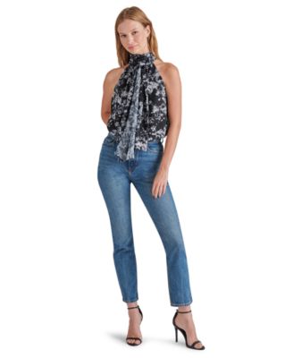 Steve Madden - Women's Zandra Printed Tie-Neck Bodysuit