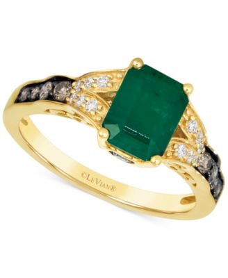 Le Vian - Emerald (1-2/5 ct. t.w.), Chocolate Diamond (1/4 ct. t.w.) & Vanilla Diamond (1/10 ct. t.w.) Ring in 14k Honey Gold