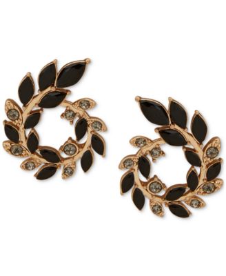 lonna & lilly - Gold-Tone Black Open Leaf Wreath Earrings