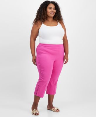 JM Collection - Plus Size Side Lace-Up Capri Pants