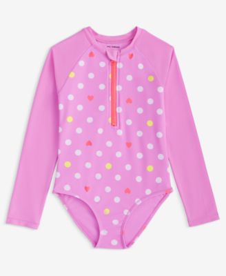Epic Threads - Little Girls Playful Heart Dot Long-Sleeve Rash Guard