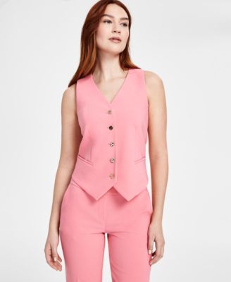 Anne Klein - Women's Five-Button Sleeveless V-Neck Vest