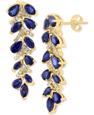 EFFY Collection - Blue Sapphire (4-1/3 ct. t.w.) & Diamond (1/4 ct. t.w.) Drop Earrings in 14k Yellow Gold