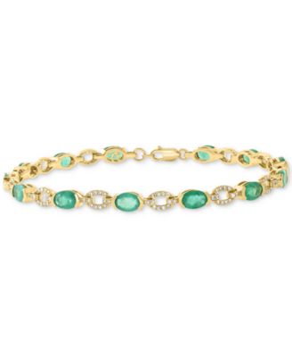 EFFY Collection - Emerald (5-1/2 ct. t.w.) & Diamond (1/2 ct. t.w.) Line Bracelet in 14k Yellow Gold