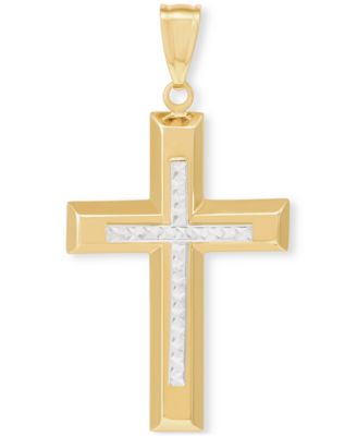 Macy's - Polished Cross Pendant in 14k Yellow & White Gold