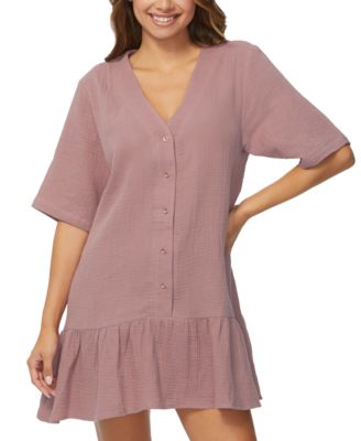 Raisins - Juniors' Sol Cotton V-Neck Elbow-Sleeve Cover-Up