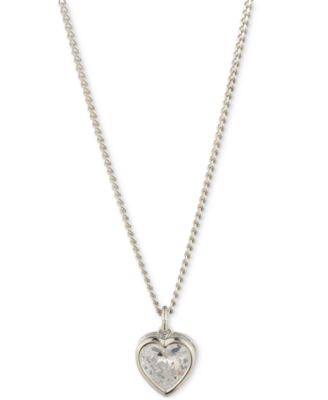 Givenchy - Silver-Tone Cubic Zirconia Heart Pendant Necklace, 16" + 3" extender