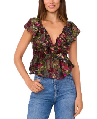 Parker - Women's Printed Deep V-Neck Short-Sleeve Top