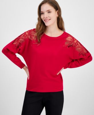 T Tahari - Women's Crewneck Dolman-Sleeve Sweater